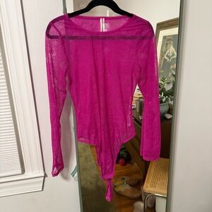 Anthropologie Fuchsia Lace Bodysuit